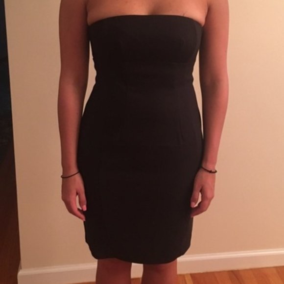 EUC Express Black Strapless Sheath Dress Sz 4 - Picture 10 of 10
